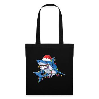Santa Shark Christmas Lights - Sac en tissu - noir - Devant
