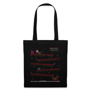 Pull de Noël laid de cadeaux de jeu rétro - Sac en tissu - noir - Devant