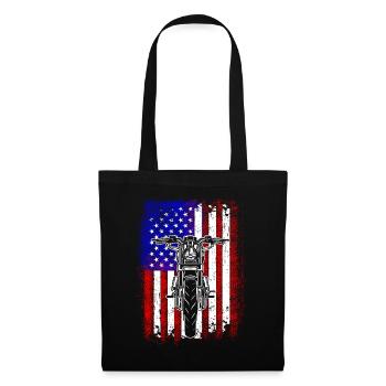 Cadeau de drapeau USA moto - Sac en tissu - noir - Devant