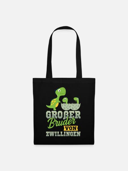Großer Bruder von Zwillingen Dinosaurier 2021 - Stoffbeutel - Schwarz