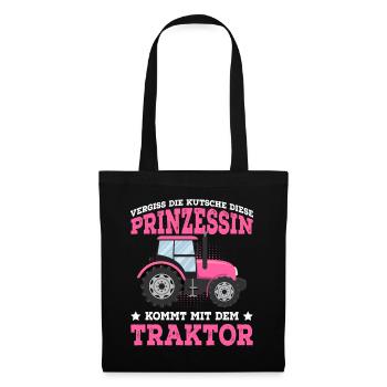 Keine Kutsche Prinzessin kommt mit Traktor - Stoffbeutel - Schwarz - Vorne