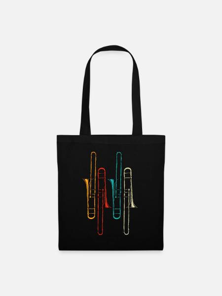 Cadeau vintage de trombone pour les joueurs de trombone - Sac en tissu - noir
