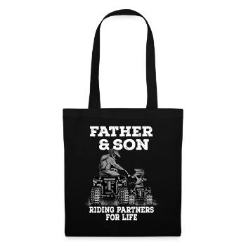 Quad Vater und Sohn Spruch Geschenk - Stoffbeutel - Schwarz - Vorne
