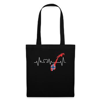 Cadeau d'amour de drapeau de battement de coeur de Norvège - Sac en tissu - noir - Devant