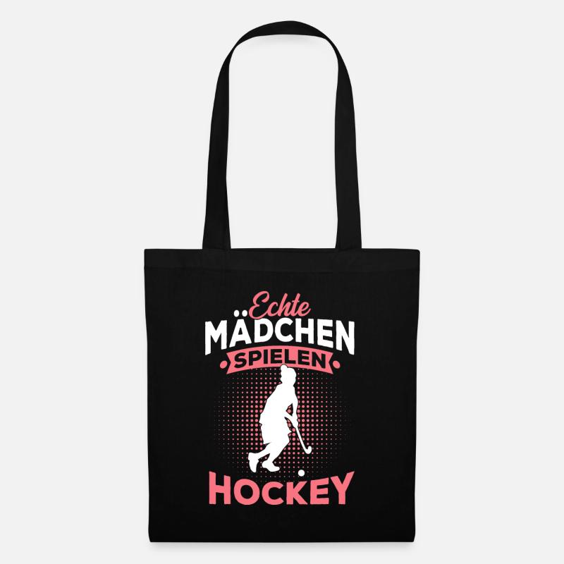 Echte Mädchen Spielen Hockey Feldhockey - Stoffbeutel - Schwarz