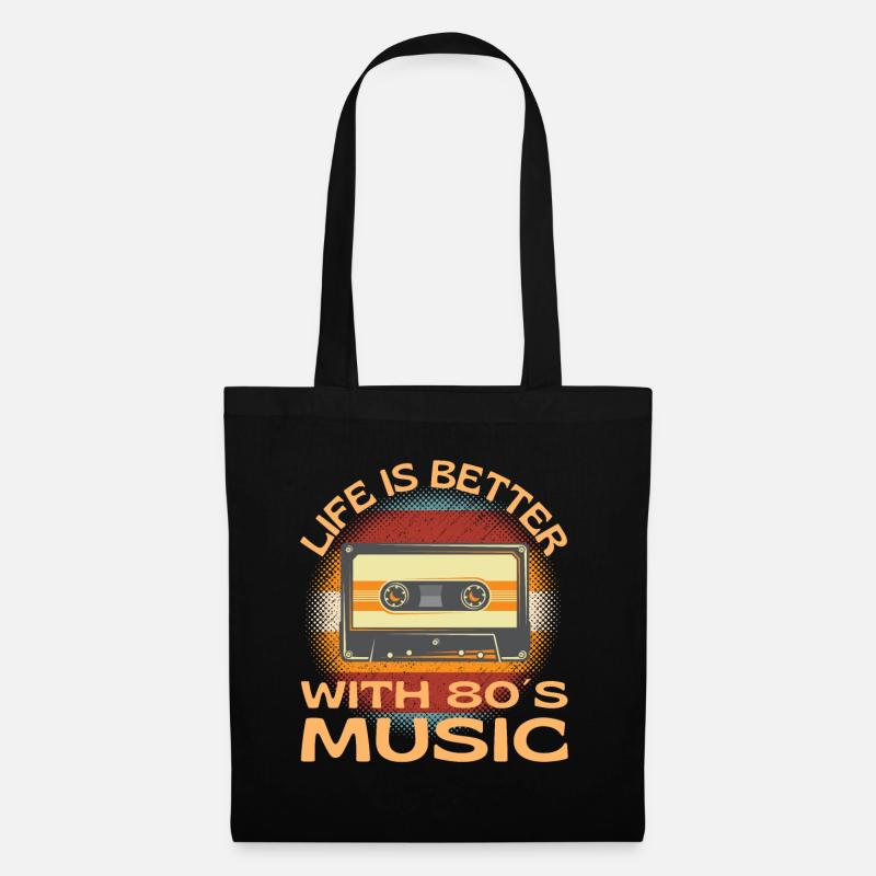 Mit der Musikkassette der 80er Jahre ist das Leben besser - Stoffbeutel - Schwarz