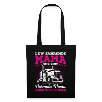LKW Mama Trucker Babe Spruch Truckerin - Stoffbeutel - Schwarz - Vorne