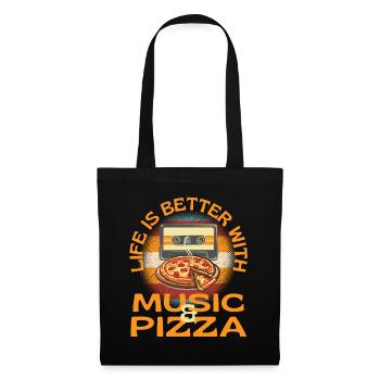 La vie est meilleure avec la musique et la pizza - Sac en tissu - noir - Devant