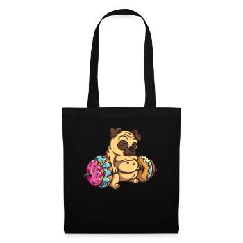 Donut Deadlift Pug - Funny Fitness Bodybuilder Dog - Tote Bag - black - Front