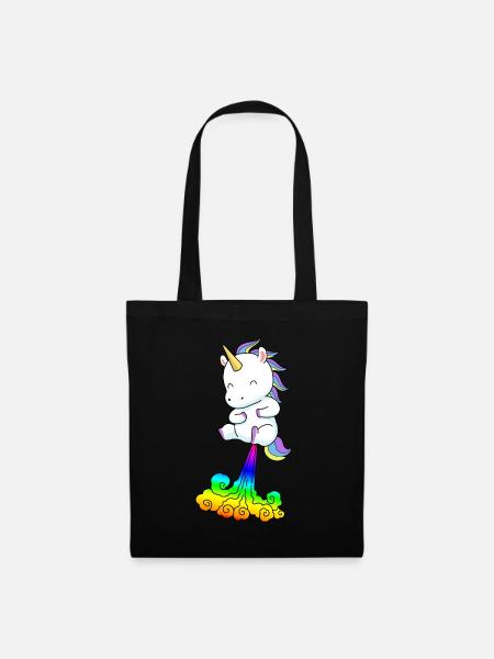 Furzendes Einhorn Einhörner Lustig Geschenk - Stoffbeutel - Schwarz