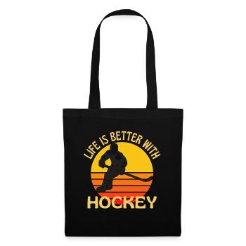 Mit Hockey ist das Leben besser - Stoffbeutel - Schwarz - Vorne