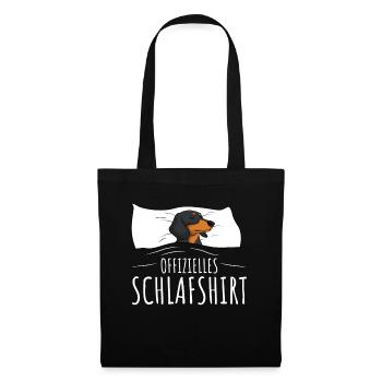 Offizielles Schlafshirt Schlafanzug Dackel Hund - Stoffbeutel - Schwarz - Vorne