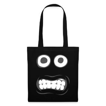 Crazy Cartoon Face Monster Peur Peur Peur Peur - Sac en tissu - noir - Devant