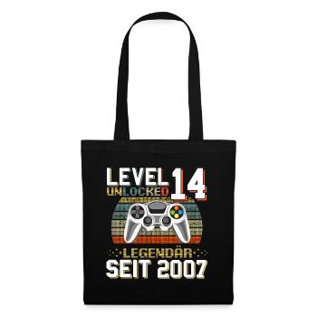 14th Birthday Gamer Level 14 Unlocked - Tote Bag - black - Front