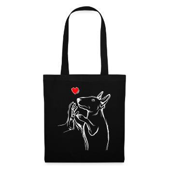 Bullterrier amour chien maman dame - Sac en tissu - noir - Devant