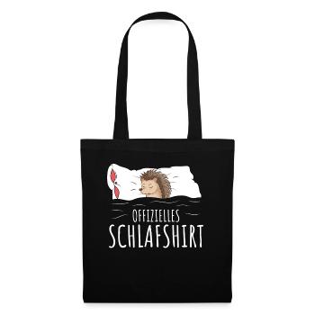 Offizielles Schlafshirt Igel Schlafen Chillen - Stoffbeutel - Schwarz - Vorne
