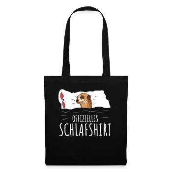 Offizielles Schlafshirt Erdmännchen Schlafen - Stoffbeutel - Schwarz - Vorne