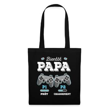 Bientôt Papa Annonce Grossesse Futur Père Gamer - Sac en tissu - noir - Devant