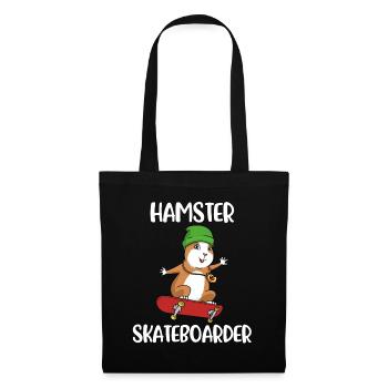 Hamster Skateboard Skateboard Geschenk - Stoffbeutel - Schwarz - Vorne