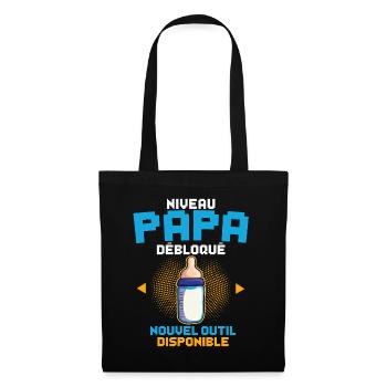 Niveau Papa Annonce Grossesse Futur Père Gamer - Sac en tissu - noir - Devant
