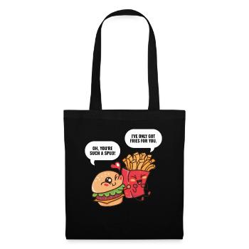 Burger Et Fries Burger cadeau - Sac en tissu - noir - Devant