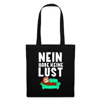 Nein keine Lust Faultier T-Shirt - Stoffbeutel - Schwarz - Vorne