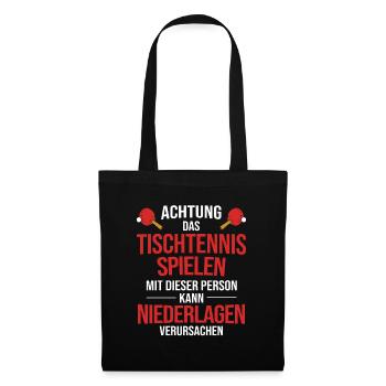Geschenk Tischtennis Tischtennisschläger - Stoffbeutel - Schwarz - Vorne