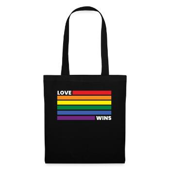 Love Wins Regenbogen Flagge LGBT LGBTQ Pride - Stoffbeutel - Schwarz - Vorne