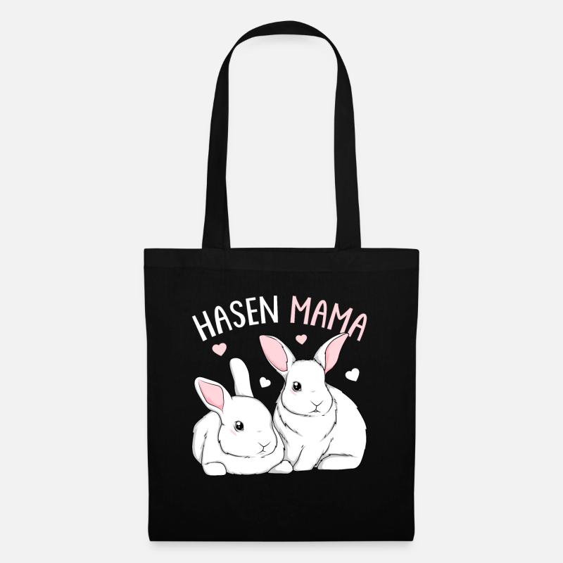 Hasenmama Hase Kaninchen Hasen Mama - Stoffbeutel - Schwarz