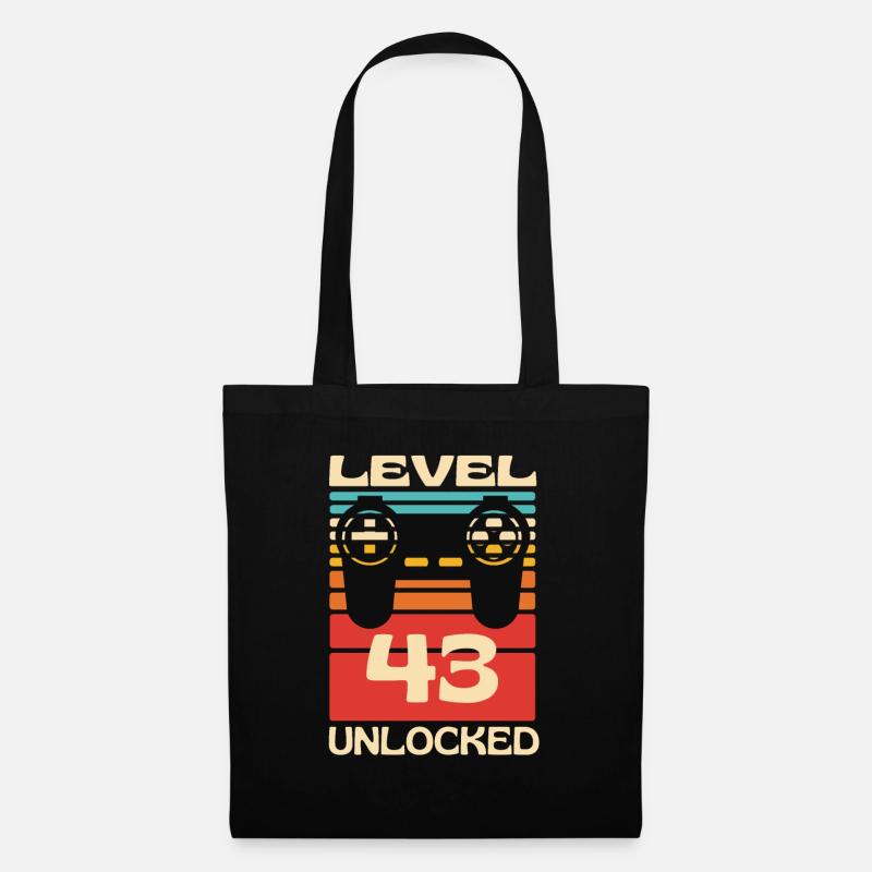 Level 43 Freigeschaltetes lustiges Gaming - Stoffbeutel - Schwarz