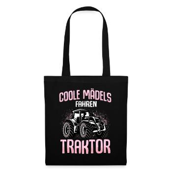 Coole Mädels fahren Traktor Trecker - Stoffbeutel - Schwarz - Vorne