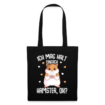 Hamster Ich mag halt Hamster Mädchen - Stoffbeutel - Schwarz - Vorne