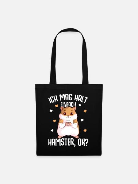 Hamster Ich mag halt Hamster Mädchen - Stoffbeutel - Schwarz