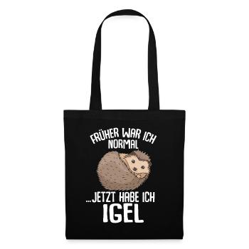 Igel - Früher war ich normal jetzt Igel - Stoffbeutel - Schwarz - Vorne
