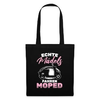 Echte Mädels Fahren Moped Mofa Moped - Stoffbeutel - Schwarz - Vorne