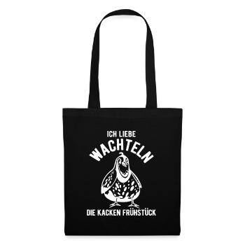Wachtel Wachteln - Stoffbeutel - Schwarz - Vorne