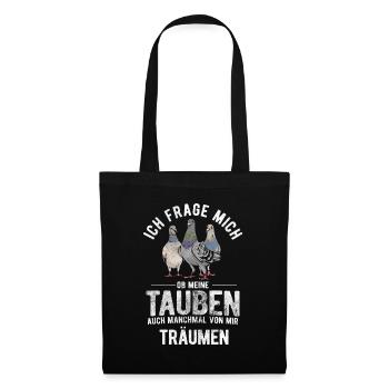 Taube Tauben Vogel - Stoffbeutel - Schwarz - Vorne