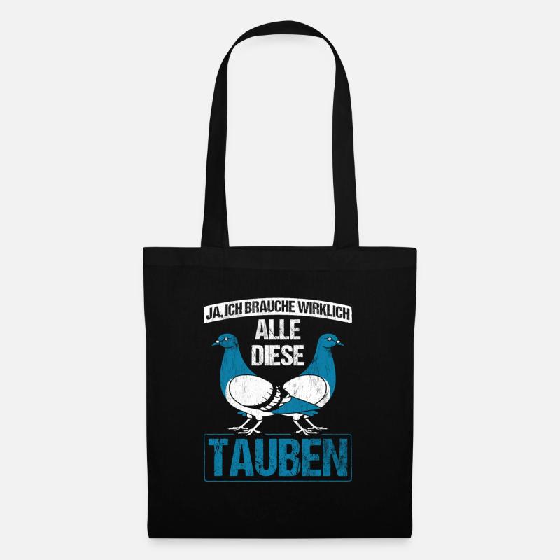 Taube Tauben Vogel - Stoffbeutel - Schwarz