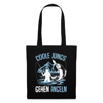Coole Jungs gehen Angeln Angler Fischer - Stoffbeutel - Schwarz - Vorne