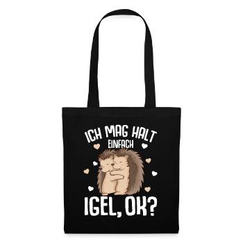 Ich mag halt Igel Kinder Mädchen Damen - Stoffbeutel - Schwarz - Vorne