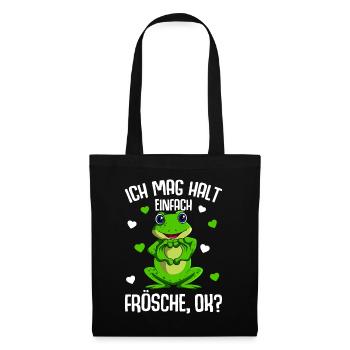 Frosch Ich mag halt Frösche Kinder - Stoffbeutel - Schwarz - Vorne