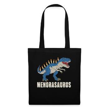 Menorasaurus Rex, TRex Chanukka Dinosaurier - Stoffbeutel - Schwarz - Vorne