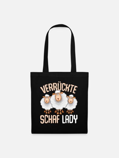 Verrückte Schaf Lady Schafe - Stoffbeutel - Schwarz