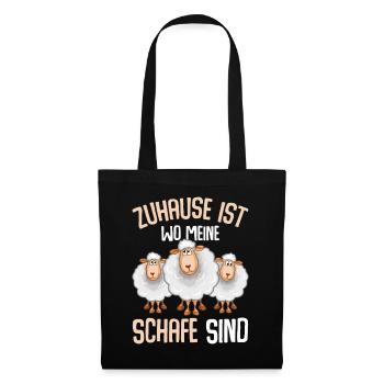 Zuhause ist wo meine Schafe sind - Stoffbeutel - Schwarz - Vorne