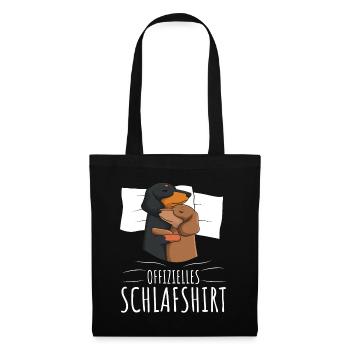 Offizielles Schlafshirt Dackel Hund - Stoffbeutel - Schwarz - Vorne