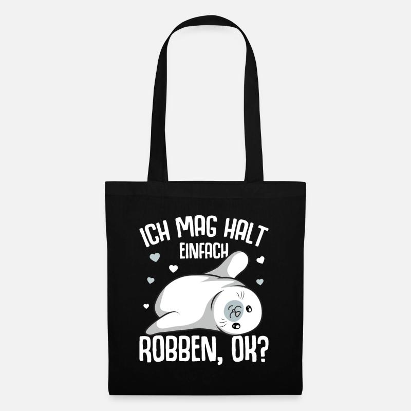 Robbe Ich mag halt Robben Seehund Seelöwe - Stoffbeutel - Schwarz