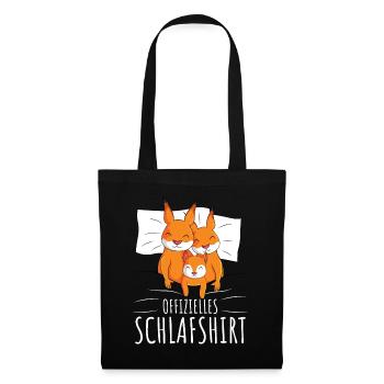 Offizielles Schlafshirt Eichhörnchen Familie - Stoffbeutel - Schwarz - Vorne