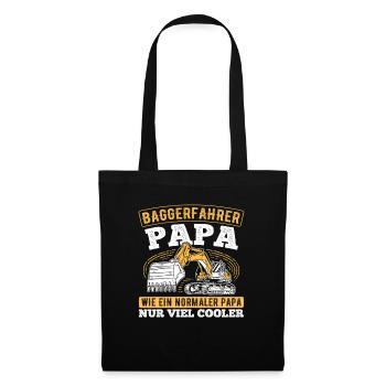 Baggerfahrer Papa Viel Cooler Vater Bagger - Stoffbeutel - Schwarz - Vorne
