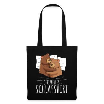 Offizielles Schlafshirt Bär Grizzly Braunbär - Stoffbeutel - Schwarz - Vorne