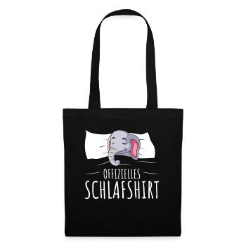 Offizielles Schlafshirt Elefant Schlafen - Stoffbeutel - Schwarz - Vorne
